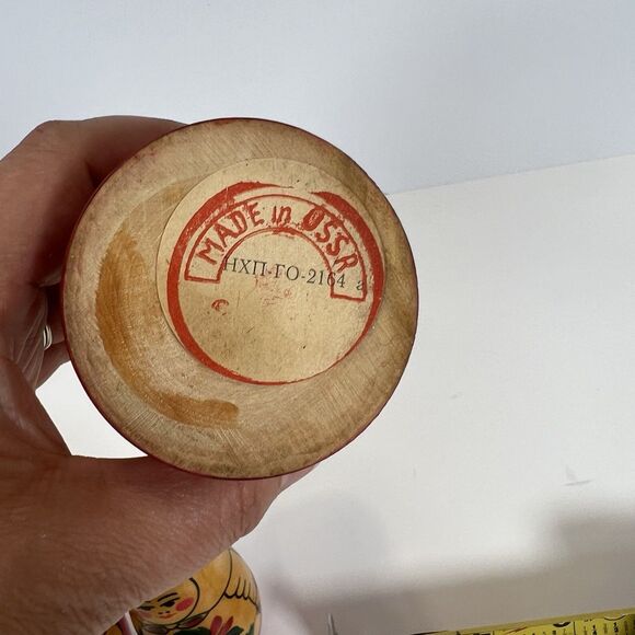 Vintage Russian Nesting Matryoshka Hand Painted Wooden Dolls 5 Pcs Stacking USSR - Picture 8 of 9